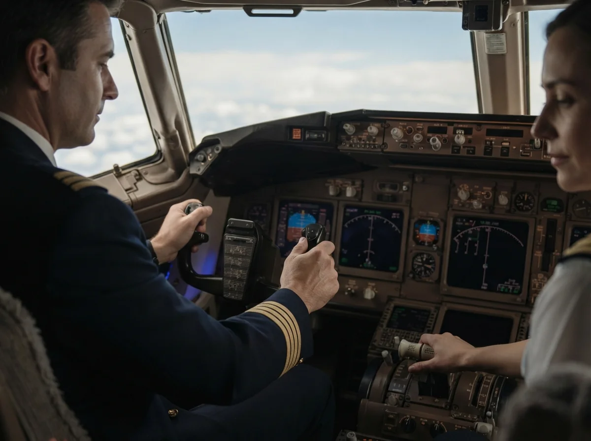 AI-generated conceptual illustration for the lesson: Pilot Stabbed on Flight, Passengers Help Land Plane