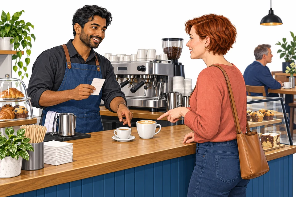 Baristas and Cafe Staff English: illustration from the revised learner book.