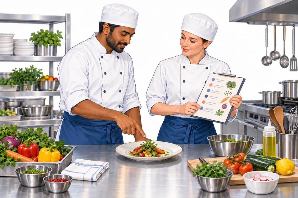 Cooks and Kitchen Staff English: illustration from the revised learner book.