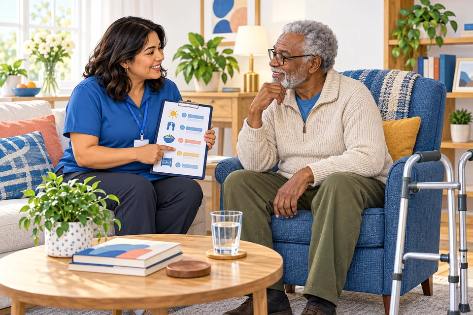 Home Care & Caregiving English: illustration from the revised learner book.