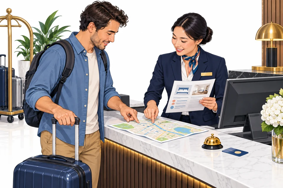 Hospitality and Tourism English: illustration from the revised learner book.