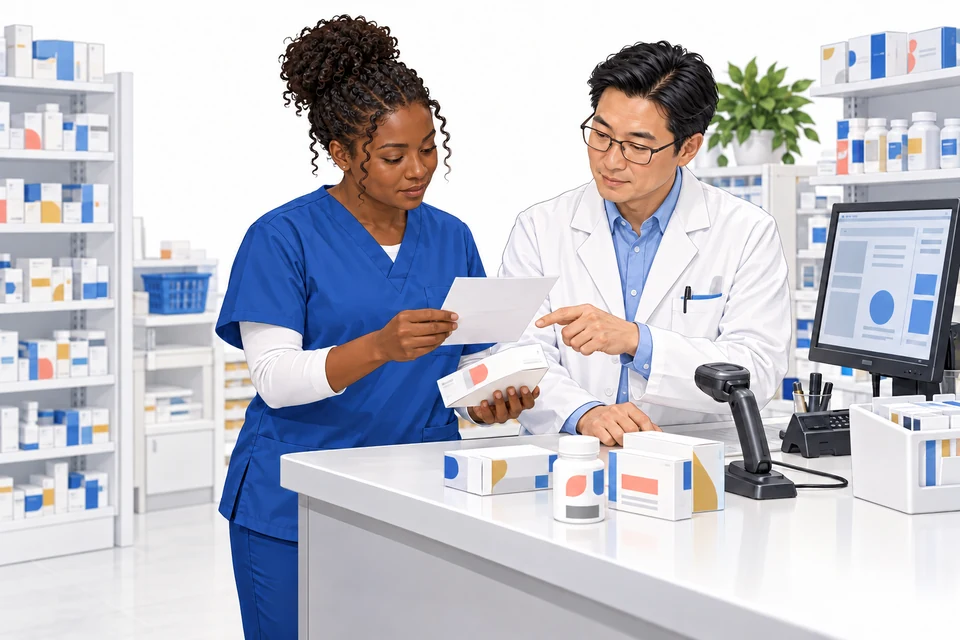 Pharmacy Technician English: illustration from the revised learner book.